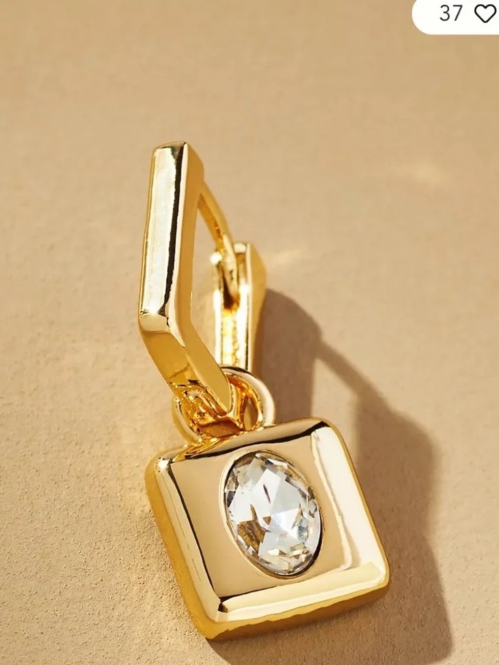 NWT Anthropologie Small Gem Stone Huge Gold Earrings - Picture 2 of 3